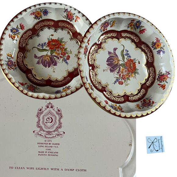 Daher Decoratedware 2-count Round Floral Metal Bowls